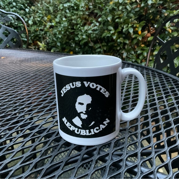🐘🕊”Jesus Votes Republican” Black & White Ceramic Coffee Mug! - Picture 2 of 9
